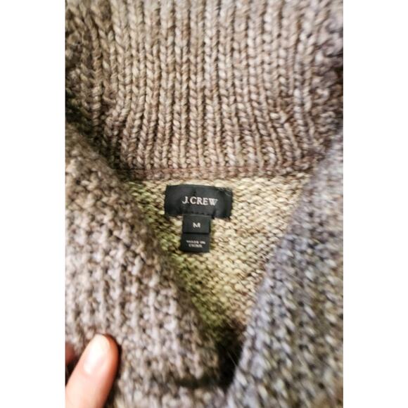 J. Crew Wool Alpaca Shawl Collar Marled Gray Brown Knit Sweater Men Size Medium - Picture 6 of 10